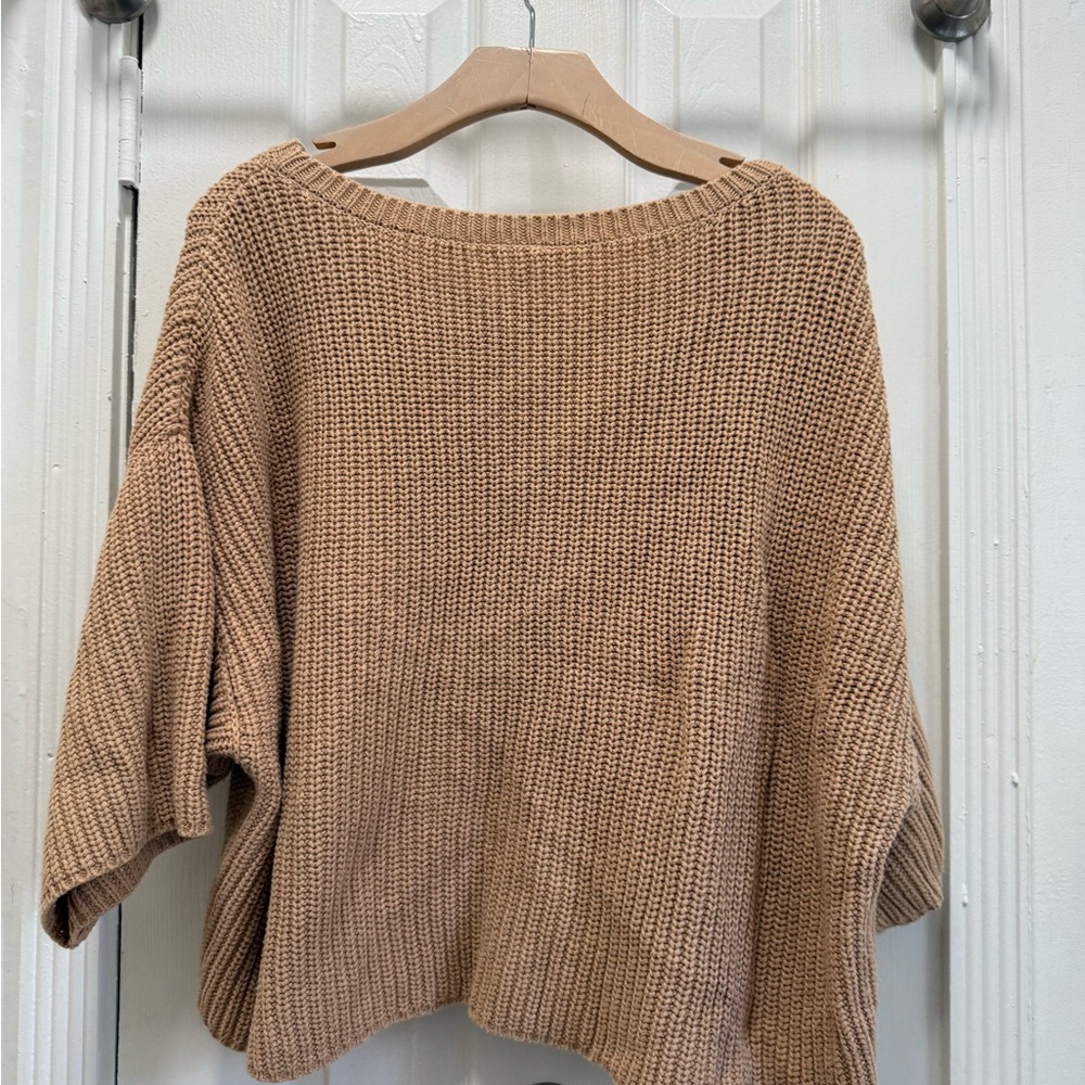 Free People Sweater Ryanne Cropped Sweater Large Beige Tan - Picture 5 of 5